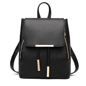 Black leather women’s travel backpack
